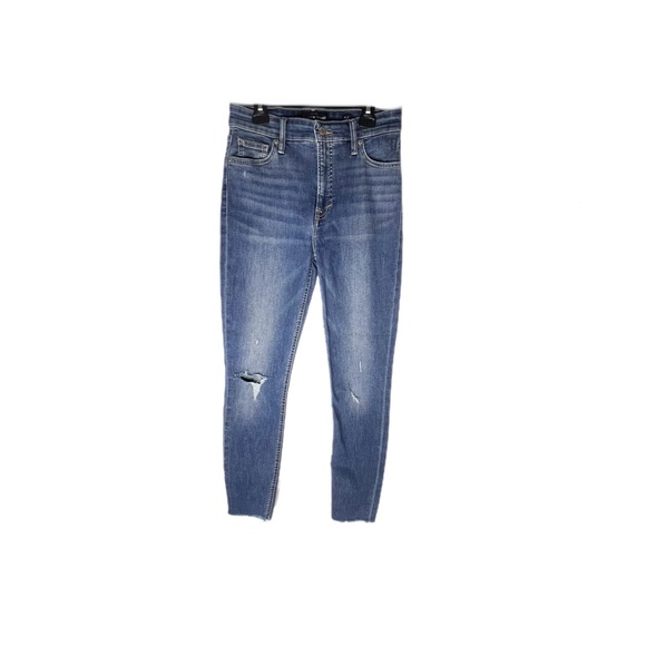 Lucky Brand Bridgette Skinny Jeans Women's 4/27 Blue Frayed Mid Rise Distressed - Picture 1 of 15